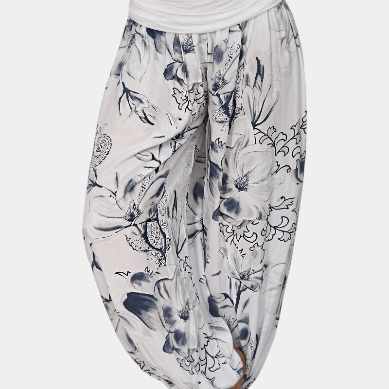 Gleame.-Gleame Broek - Bloemenprint harembroek, lichtgewicht polyester, wijde pijpen, casual stijl
