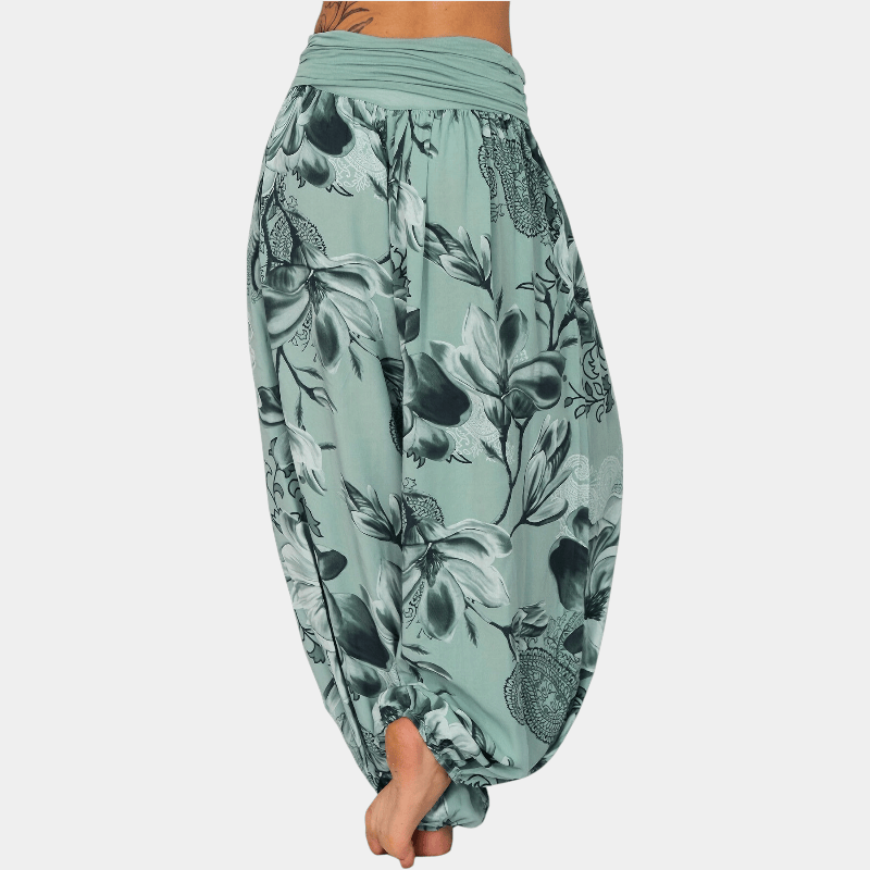 Gleame.-Gleame Broek - Bloemenprint harembroek, lichtgewicht polyester, wijde pijpen, casual stijl