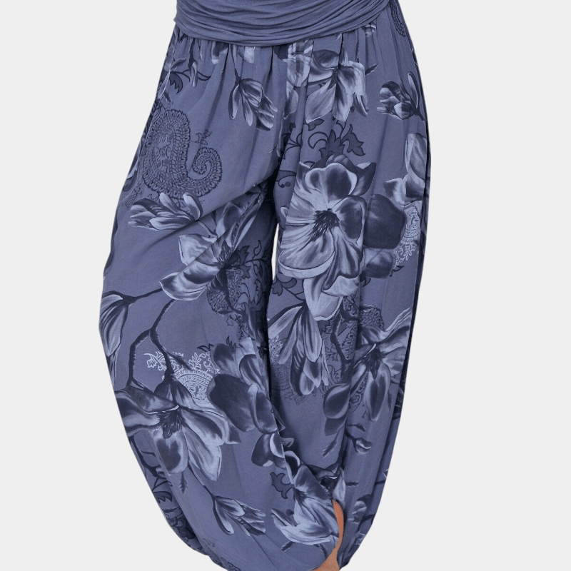 Gleame.-Gleame Broek - Bloemenprint harembroek, lichtgewicht polyester, wijde pijpen, casual stijl