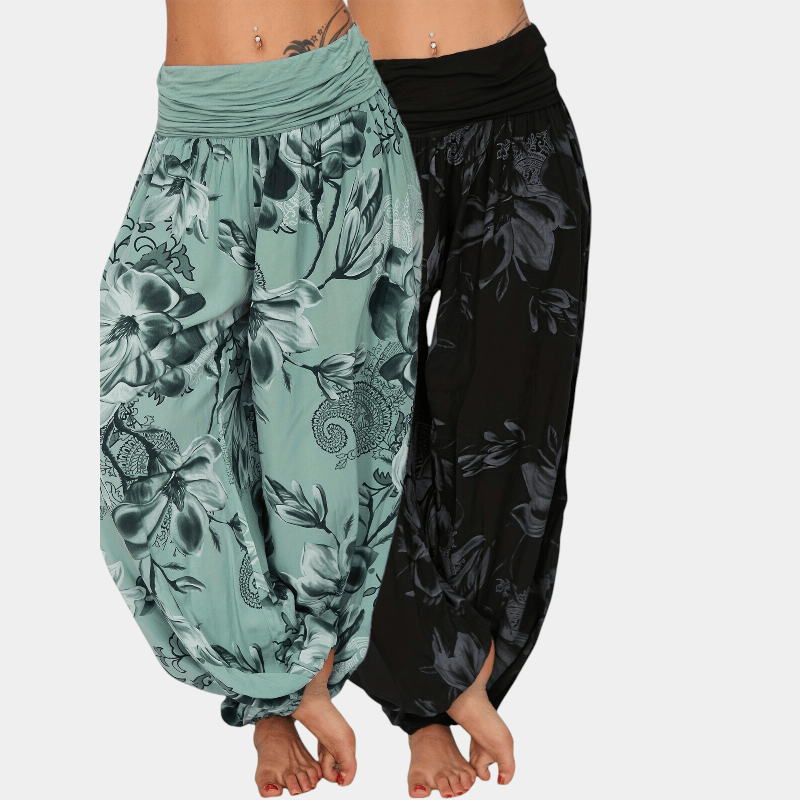 Gleame.-Gleame Broek - Bloemenprint harembroek, lichtgewicht polyester, wijde pijpen, casual stijl