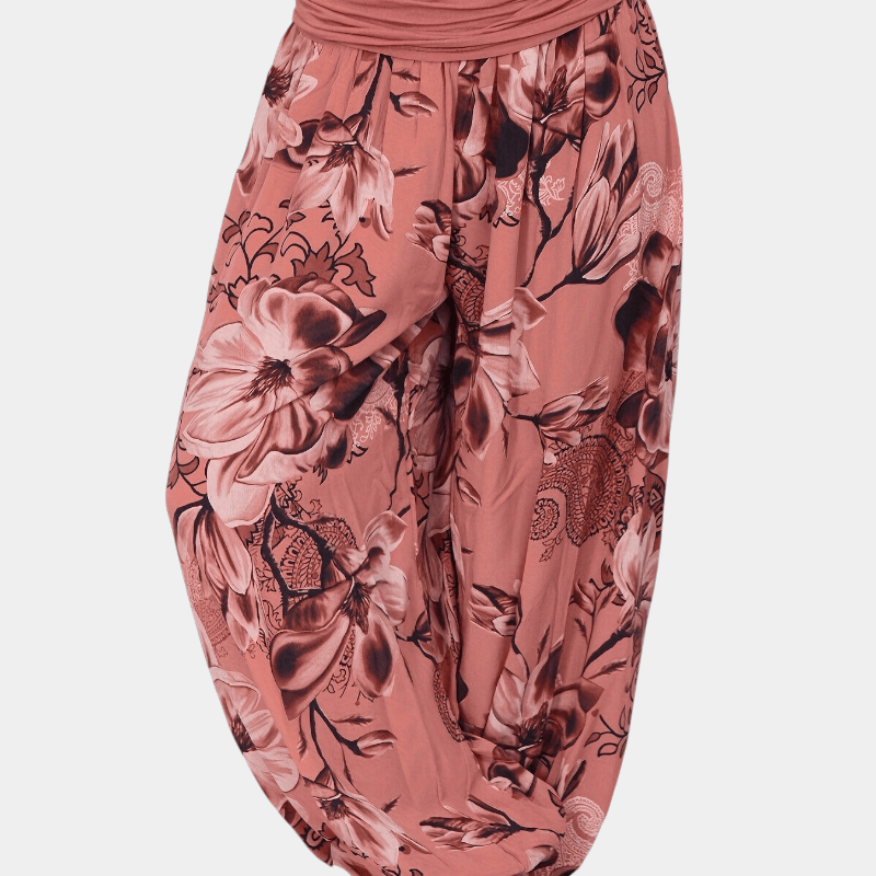 Gleame.-Gleame Broek - Bloemenprint harembroek, lichtgewicht polyester, wijde pijpen, casual stijl