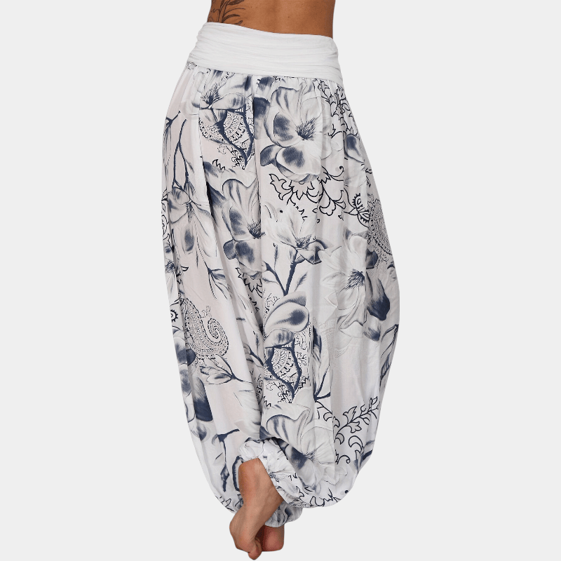 Gleame.-Gleame Broek - Bloemenprint harembroek, lichtgewicht polyester, wijde pijpen, casual stijl