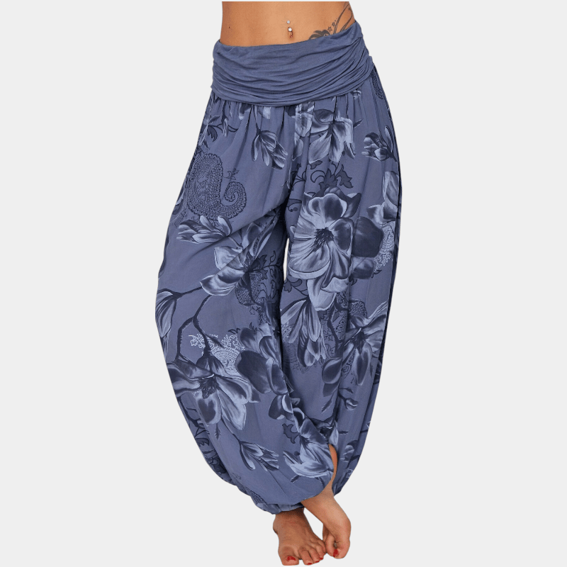 Gleame.-Gleame Broek - Bloemenprint harembroek, lichtgewicht polyester, wijde pijpen, casual stijl