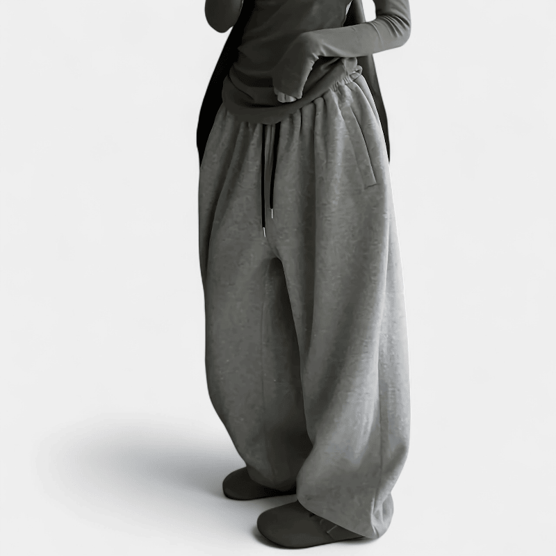 Gleame.-Gleame Broek - Dames high-waisted wijde sweatpants met elastische taille en losse pasvorm