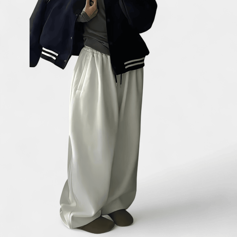 Gleame.-Gleame Broek - Dames high-waisted wijde sweatpants met elastische taille en losse pasvorm