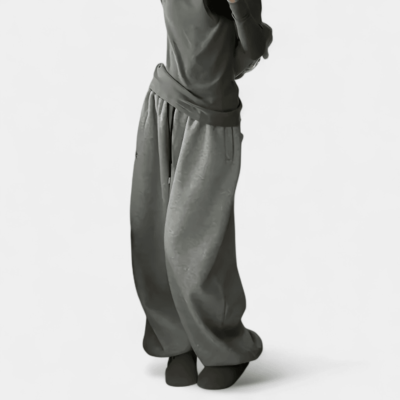 Gleame.-Gleame Broek - Dames high-waisted wijde sweatpants met elastische taille en losse pasvorm