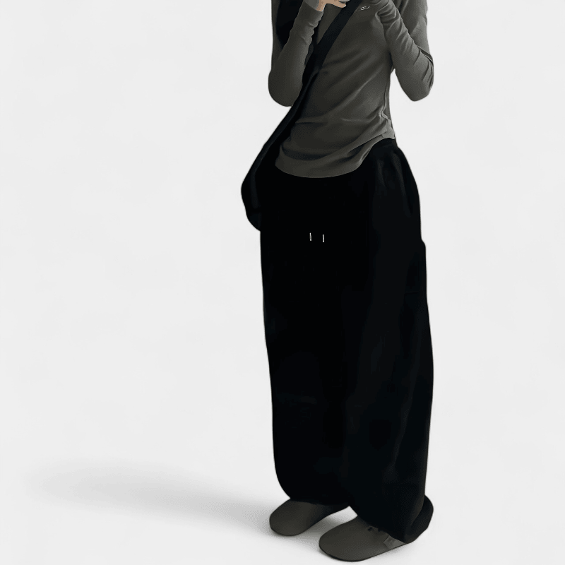 Gleame.-Gleame Broek - Dames high-waisted wijde sweatpants met elastische taille en losse pasvorm