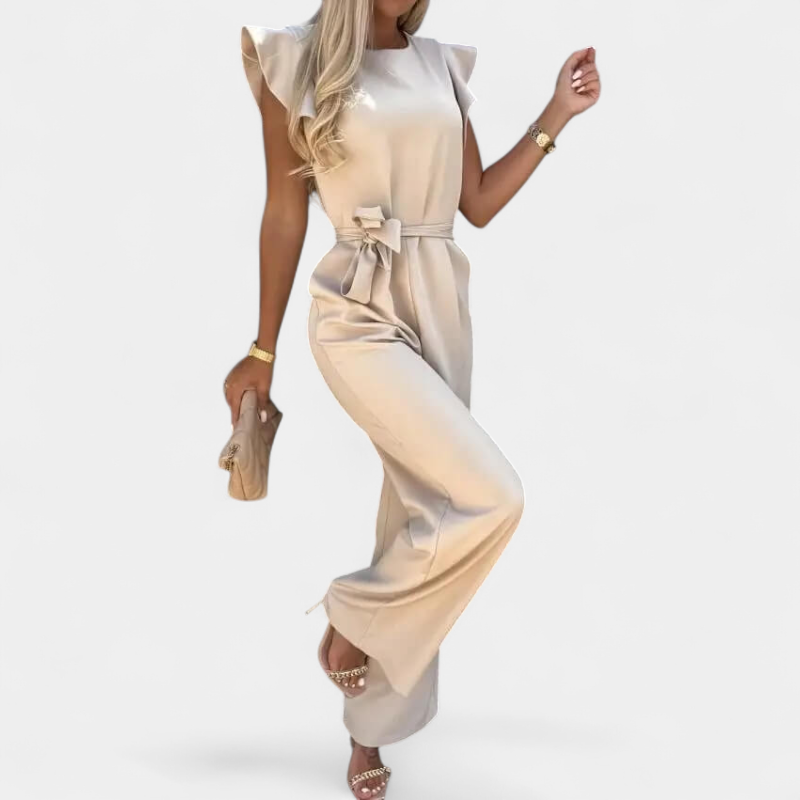 Gleame.-Gleame Jumpsuit - Elegante jumpsuit met ceintuur en volantmouwen