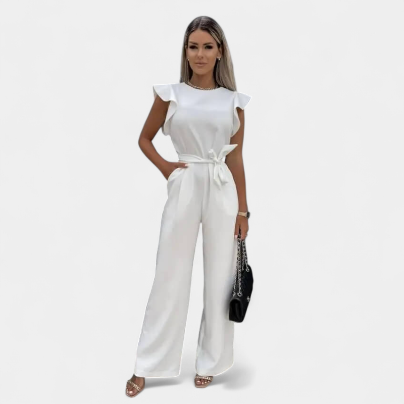 Gleame.-Gleame Jumpsuit - Elegante jumpsuit met ceintuur en volantmouwen