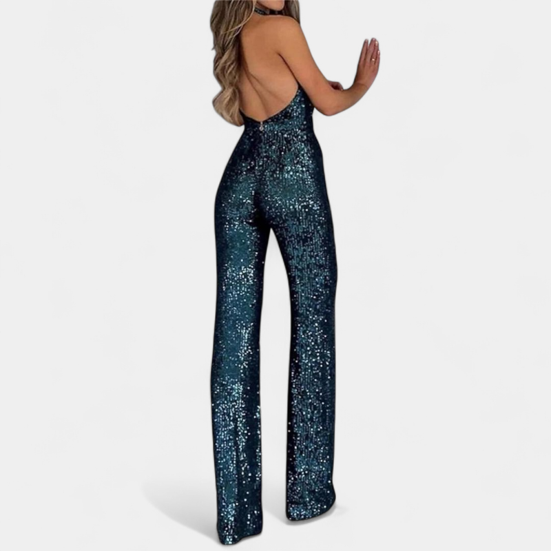 Gleame.-Gleame Jumpsuit - Pailletten met halternek en open rug