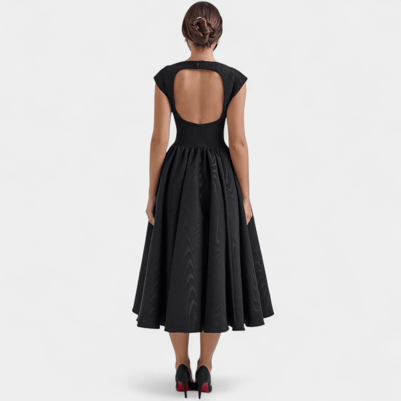 Gleame.-Gleame Jurk - Elegante midi dress met gestructureerde rok