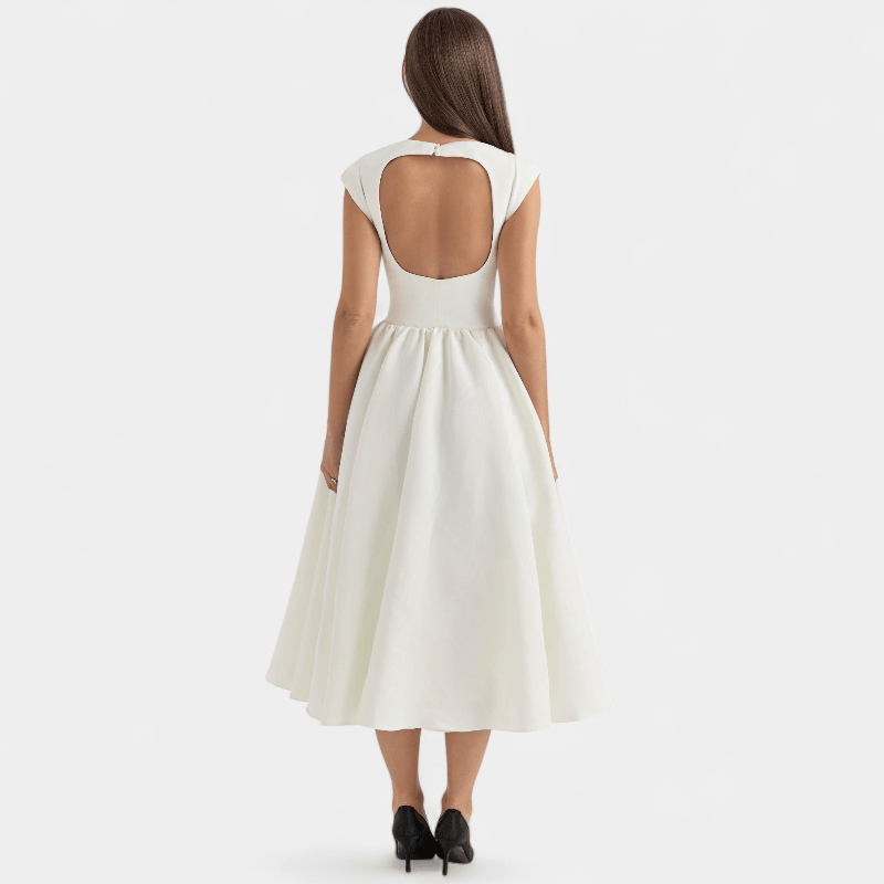 Gleame.-Gleame Jurk - Elegante midi dress met gestructureerde rok