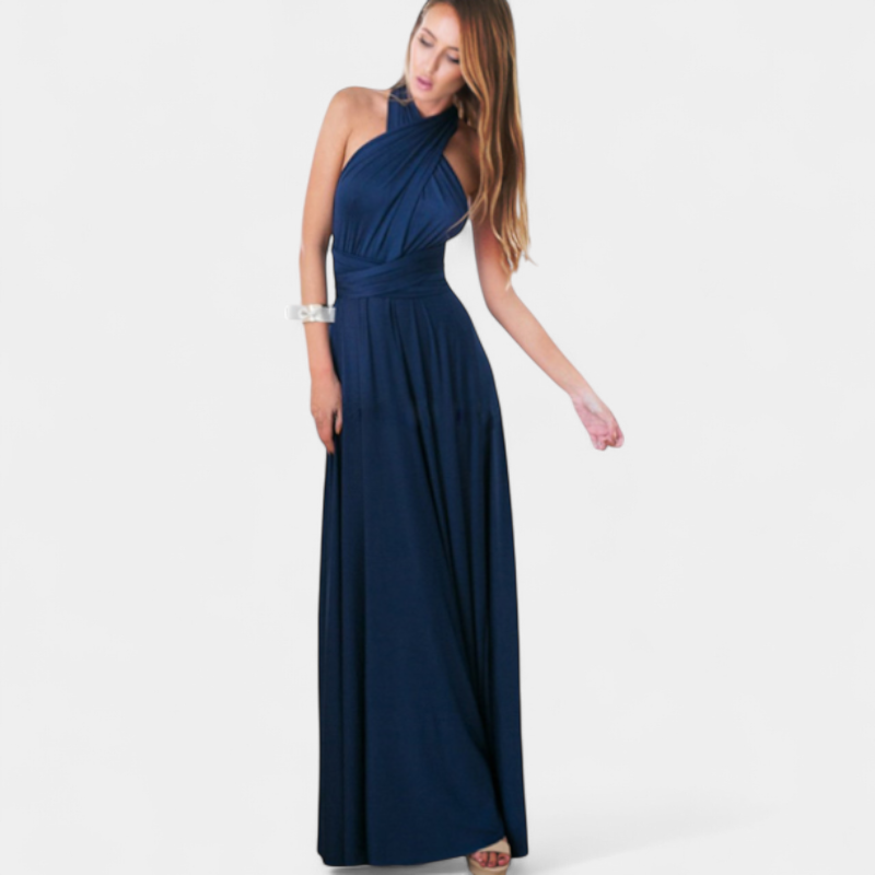 Gleame.-Gleame Jurk - Lange multiway jurk met V-hals en verstelbare bandjes voor een veelzijdige partylook