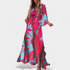 Gleame.-Gleame Jurk - Luchtige maxi-jurk met abstracte print, V-hals en split