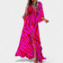 Gleame.-Gleame Jurk - Luchtige maxi-jurk met abstracte print, V-hals en split