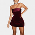 Gleame.-Gleame Jurk - Strapless mini-jurk van fluweel met open rug