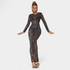 Gleame.-Gleame Jurk - Transparante mesh maxi-jurk met pailletten en lange mouwen