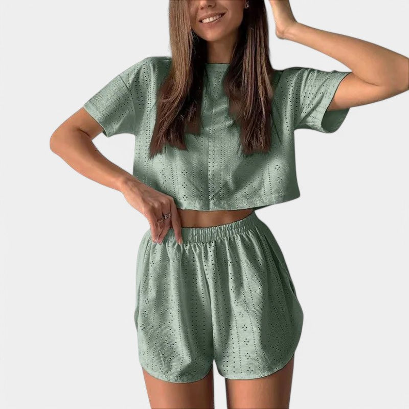 Gleame.-Gleame Pyjama set - Top met shorts voor losse homewear in de lente