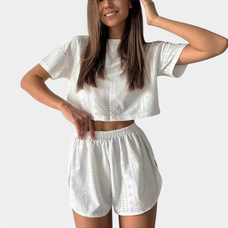 Gleame.-Gleame Pyjama set - Top met shorts voor losse homewear in de lente