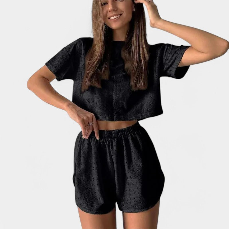 Gleame.-Gleame Pyjama set - Top met shorts voor losse homewear in de lente