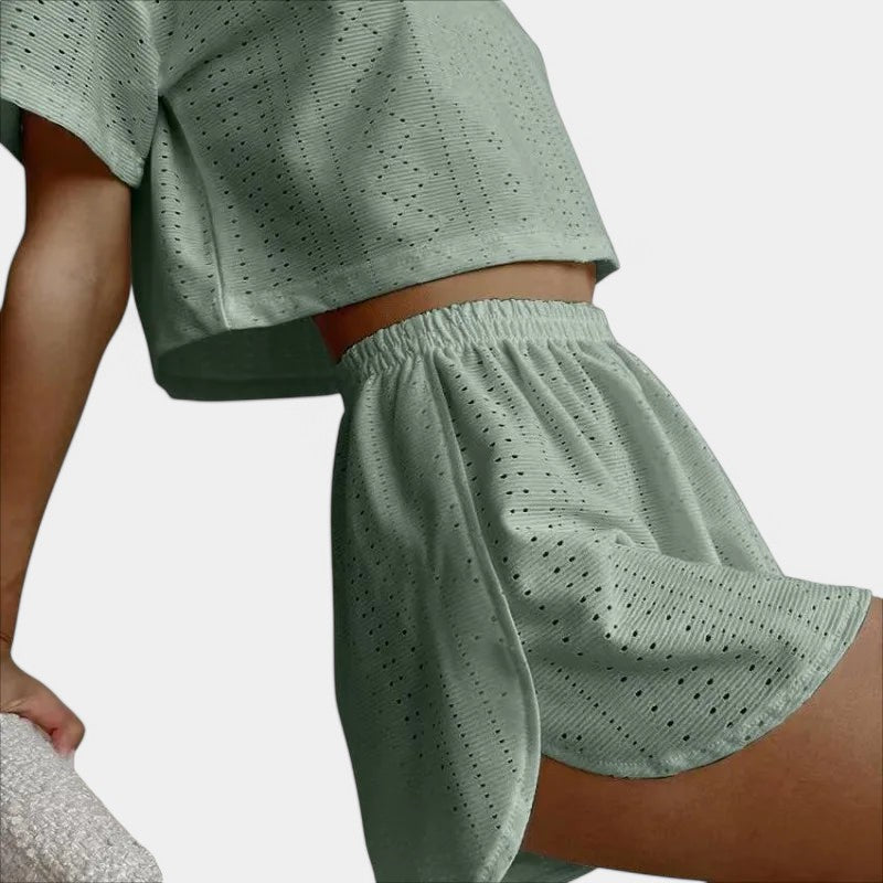 Gleame.-Gleame Pyjama set - Top met shorts voor losse homewear in de lente