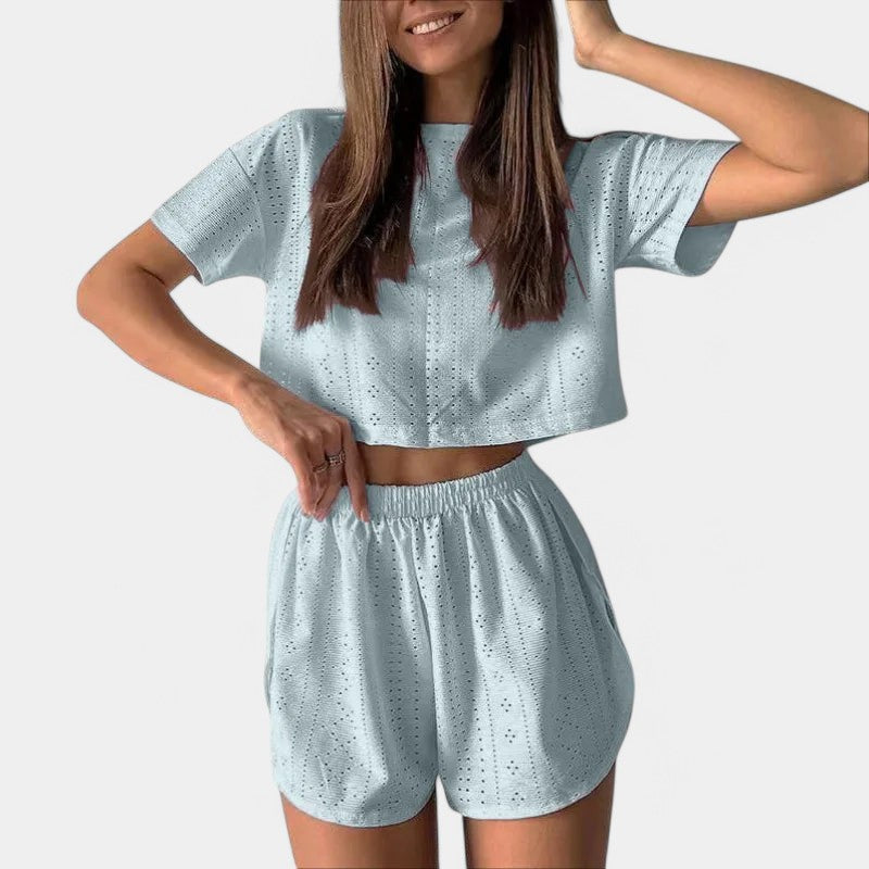 Gleame.-Gleame Pyjama set - Top met shorts voor losse homewear in de lente