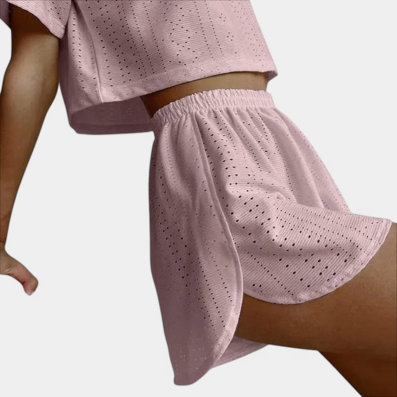 Gleame.-Gleame Pyjama set - Top met shorts voor losse homewear in de lente