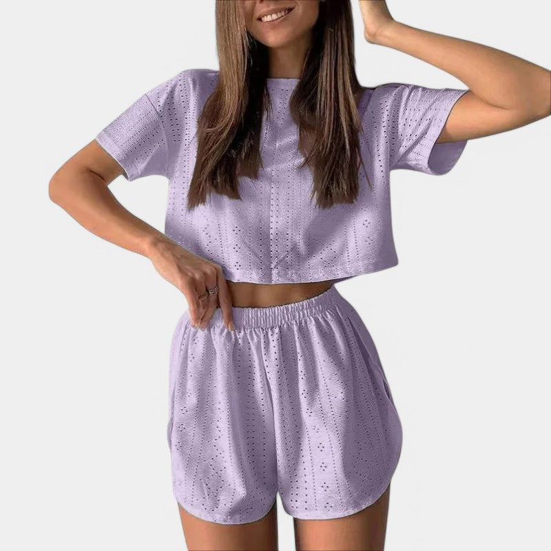 Gleame.-Gleame Pyjama set - Top met shorts voor losse homewear in de lente