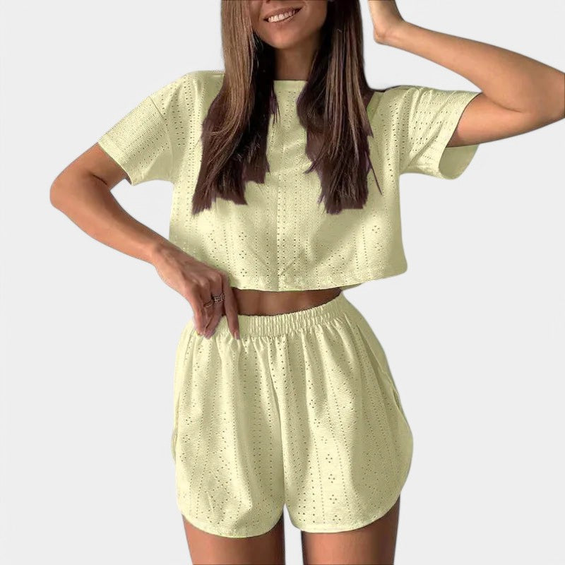 Gleame.-Gleame Pyjama set - Top met shorts voor losse homewear in de lente
