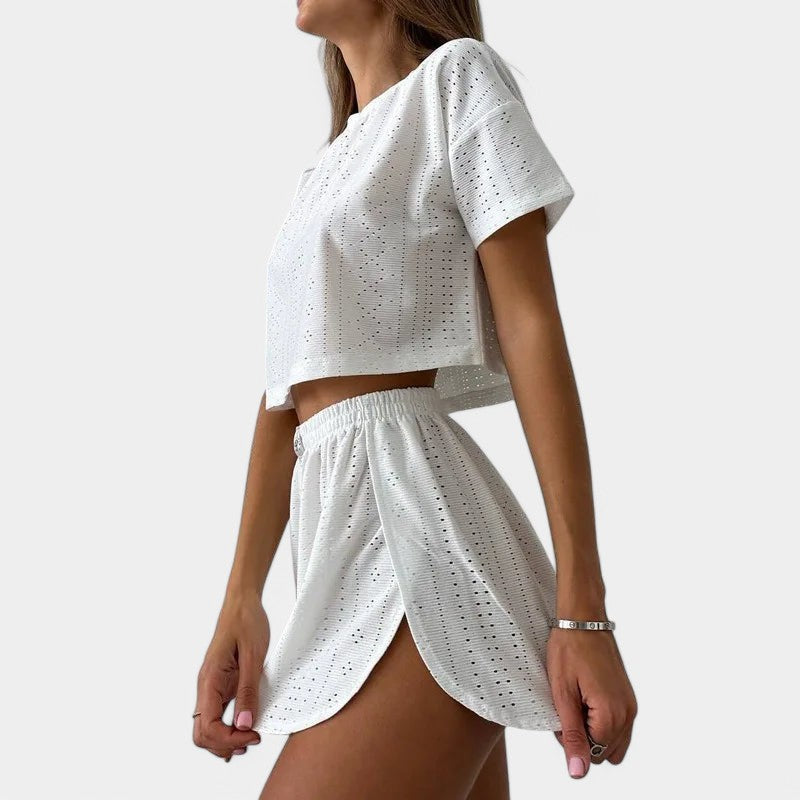 Gleame.-Gleame Pyjama set - Top met shorts voor losse homewear in de lente