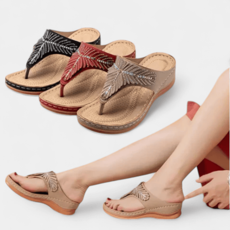 Gleame.-Gleame Sandalen - Dames sleehak slippers met strass en comfortabele pasvorm