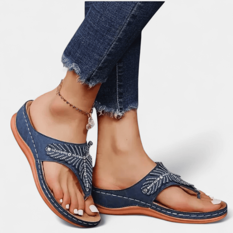 Gleame.-Gleame Sandalen - Dames sleehak slippers met strass en comfortabele pasvorm