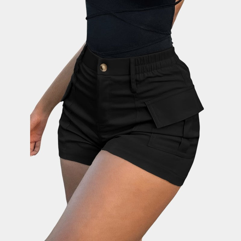 Gleame.-Gleame Short - Dames high-waisted cargo short met klepzakken