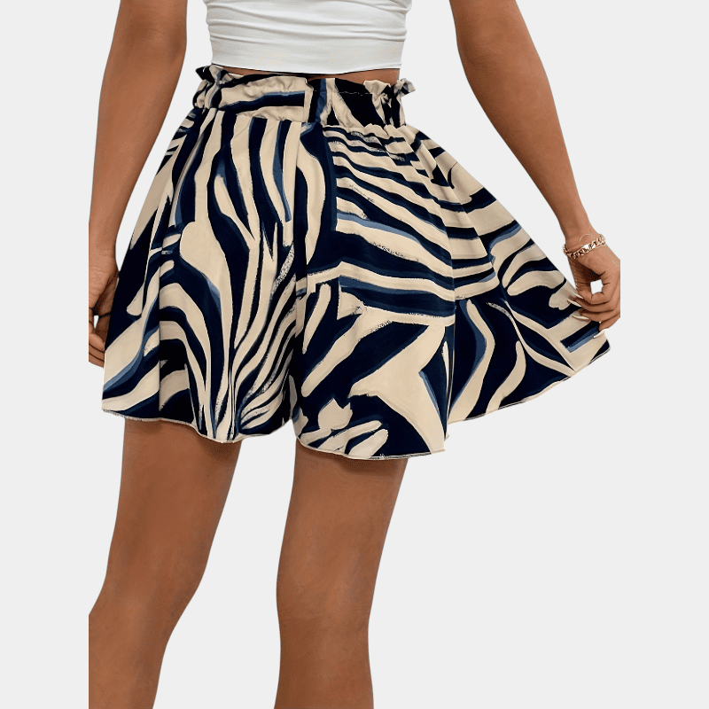 Gleame.-Gleame Short - Dames high-waisted korte broek met print en ceintuur