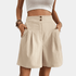 Gleame.-Gleame Short - Dames high-waisted wijde korte broek met losse pasvorm en zakken