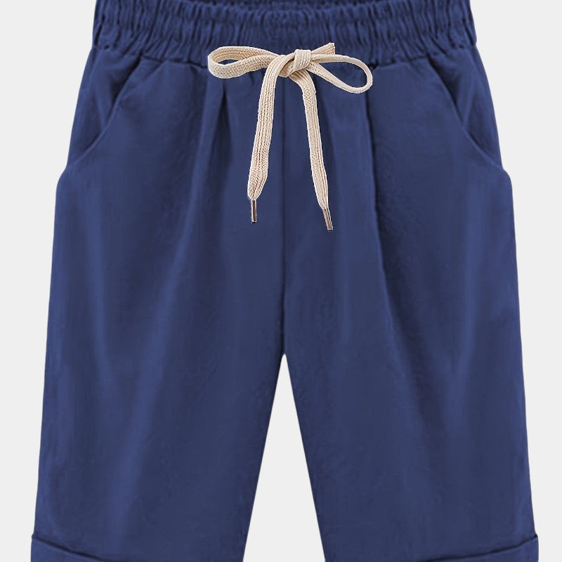 Gleame.-Gleame Short - Dames losse broek met ceintuur en zakken