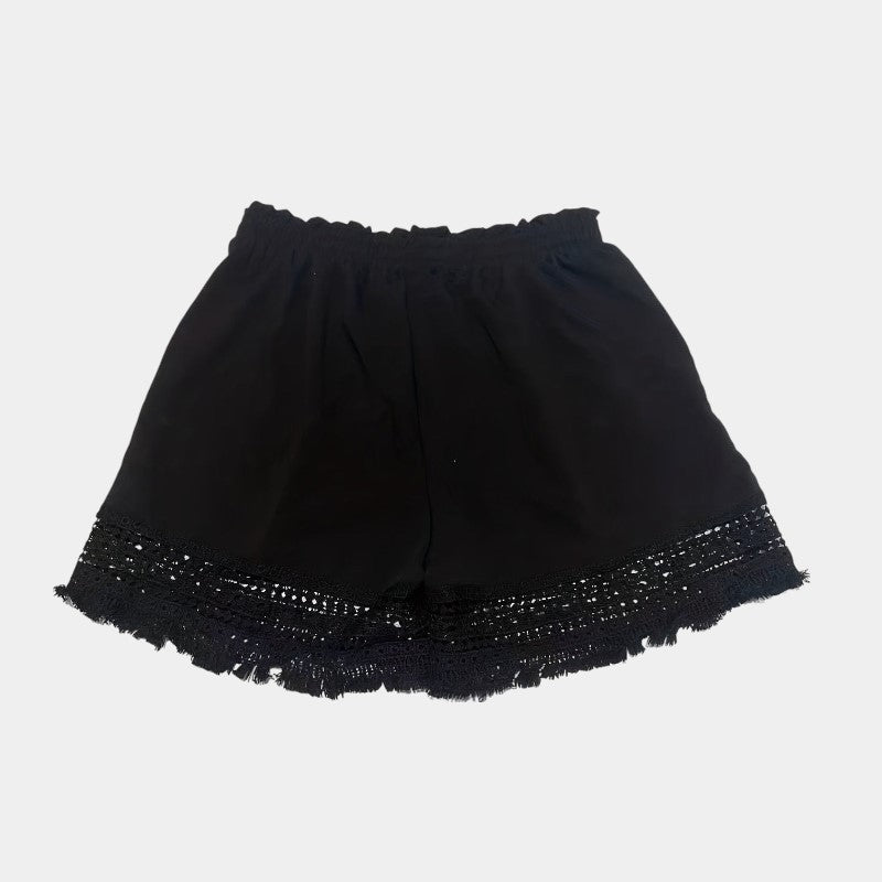 Gleame.-Gleame Short - Dames paperbag korte broek met kant en schuine zakken