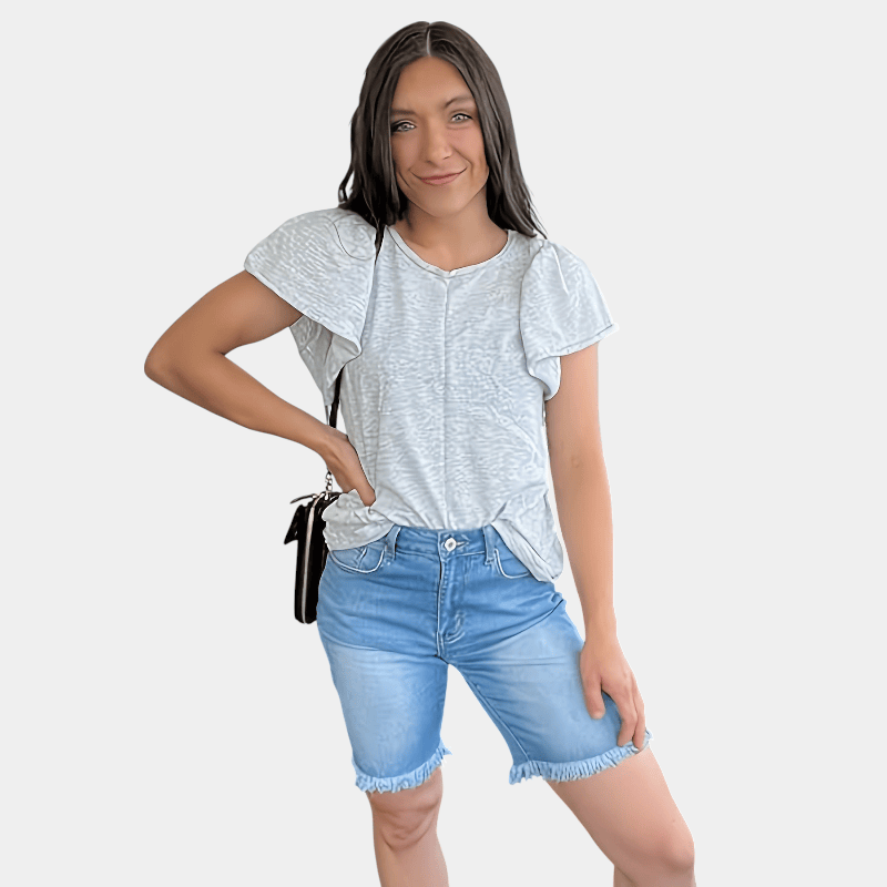 Gleame.-Gleame Shorts - Casual bermuda van denim met rafelzoom en lichte stretch