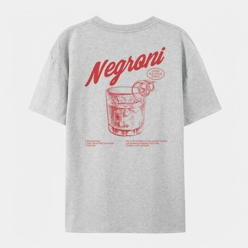 Gleame.-Gleame T-shirt - Negroni-gedrukt shirt voor vrouwen in retro stijl