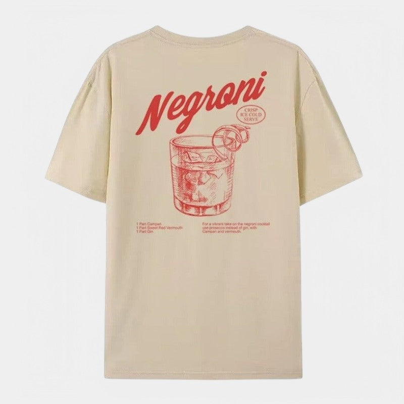Gleame.-Gleame T-shirt - Negroni-gedrukt shirt voor vrouwen in retro stijl