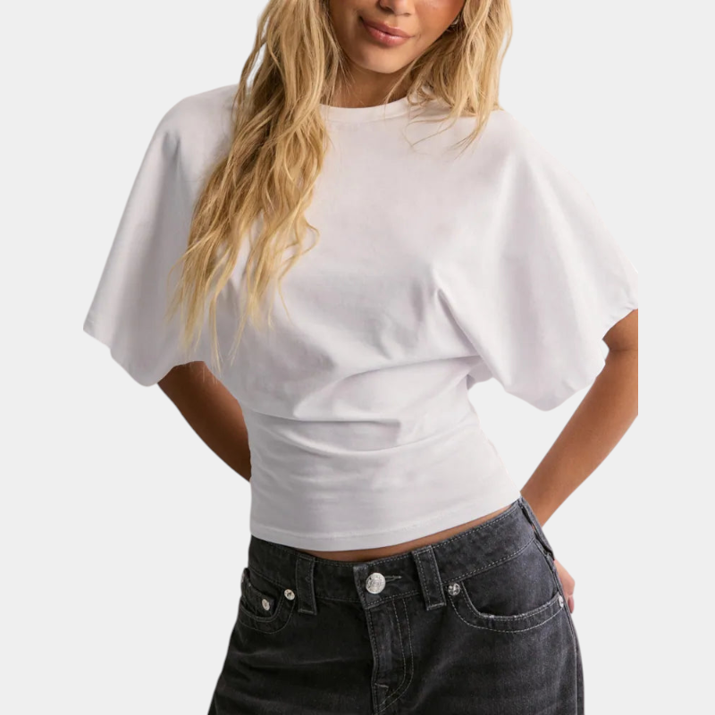 Gleame.-Gleame T-shirt - Wijd T-shirt met ronde hals en getailleerde taille voor een stijlvolle basic look