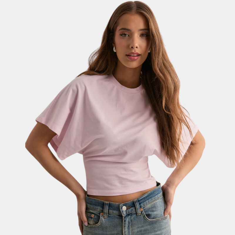 Gleame.-Gleame T-shirt - Wijd T-shirt met ronde hals en getailleerde taille voor een stijlvolle basic look