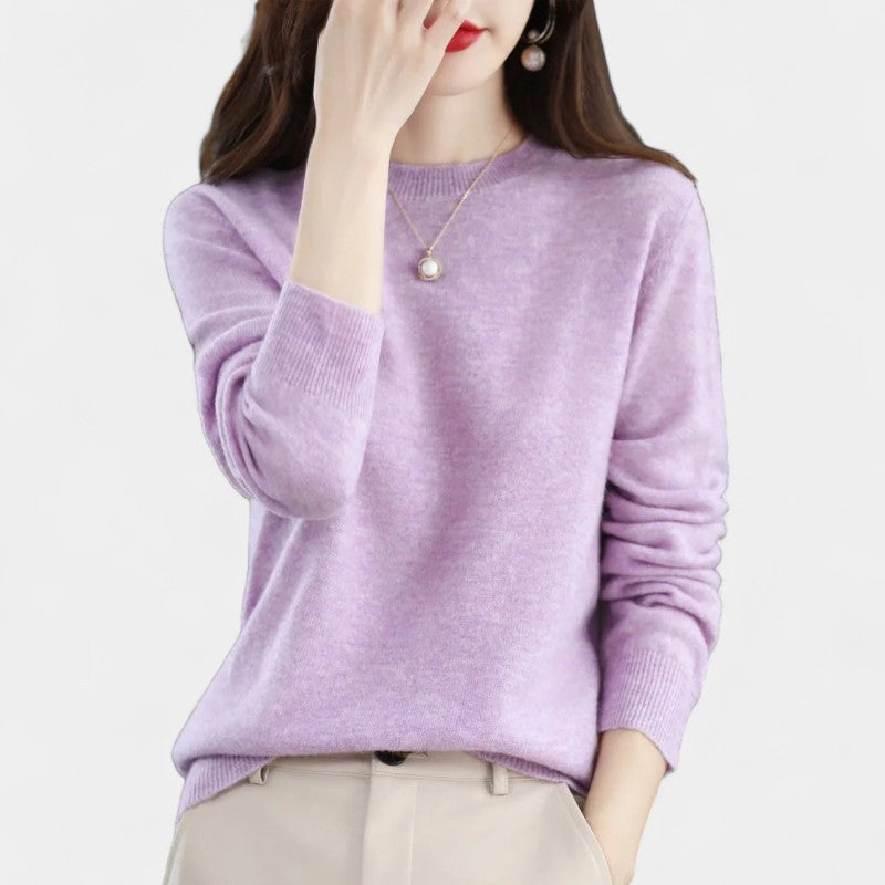 Gleame.-Gleame Trui – Elegante merinowol kasjmier trui met ronde hals en lange mouwen