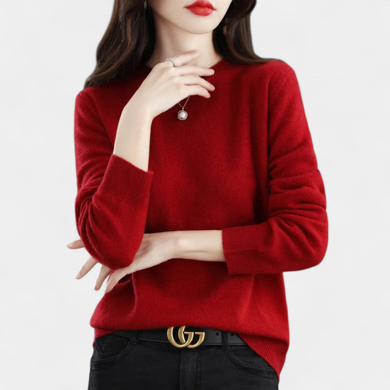 Gleame.-Gleame Trui – Elegante merinowol kasjmier trui met ronde hals en lange mouwen