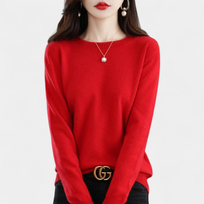 Gleame.-Gleame Trui – Elegante merinowol kasjmier trui met ronde hals en lange mouwen