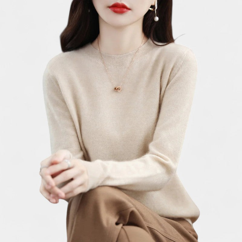 Gleame.-Gleame Trui – Elegante merinowol kasjmier trui met ronde hals en lange mouwen