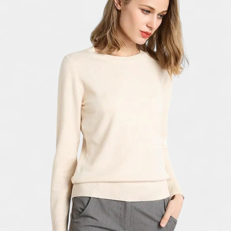 Gleame.-Gleame Trui – Merino wol pullover met ronde hals en lange mouwen