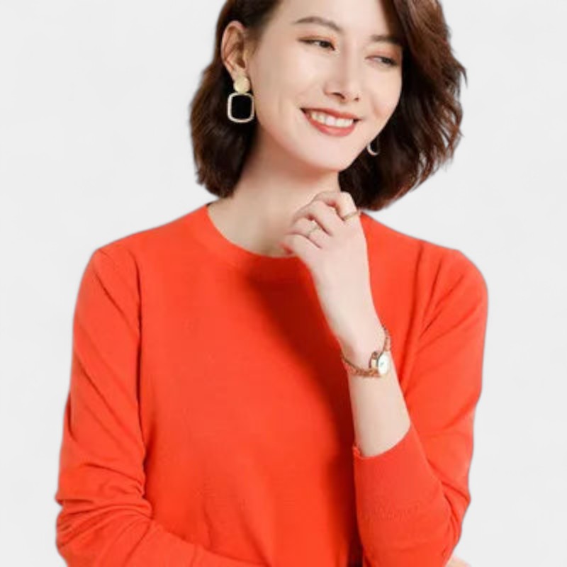 Gleame.-Gleame Trui – Merino wol pullover met ronde hals en lange mouwen