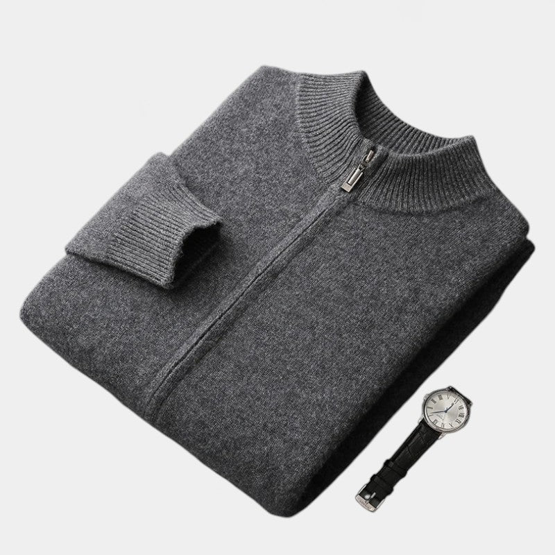 Gleame.-Gleame Trui – Warme merino wol cardigan met rits en mockneck