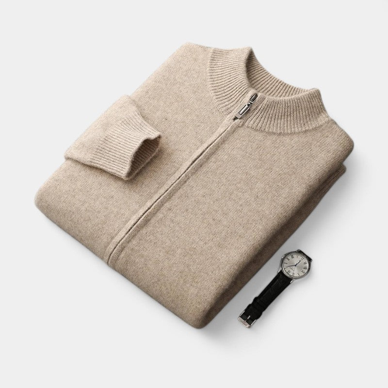 Gleame.-Gleame Trui – Warme merino wol cardigan met rits en mockneck